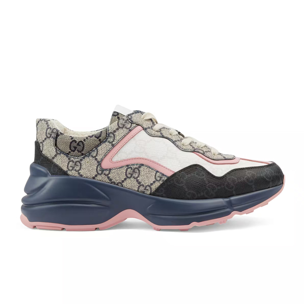 Gvc*1 RHYTON GG-MONOGRAM LEATHER-TRIM CANVAS TRAINERS   GCC106