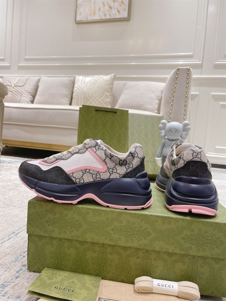 Gvc*1 RHYTON GG-MONOGRAM LEATHER-TRIM CANVAS TRAINERS   GCC106