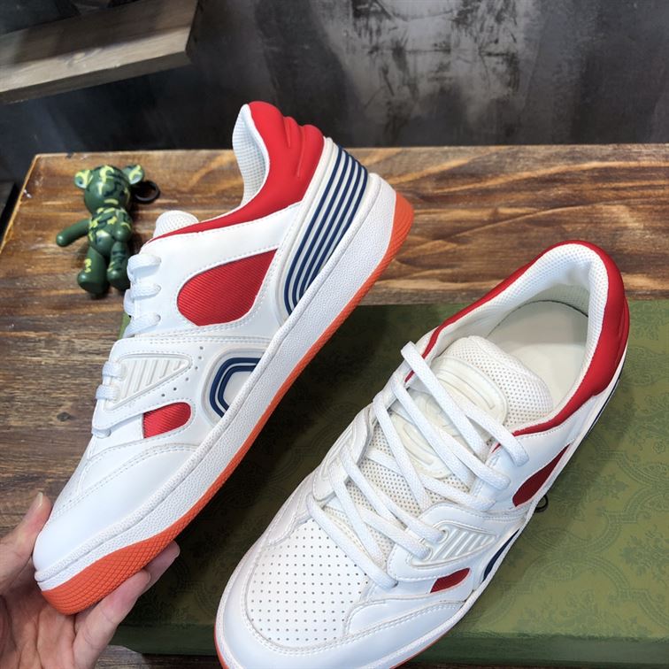 Gvc*1 BASKET SNEAKERS IN WHITE AND RED   GCC031