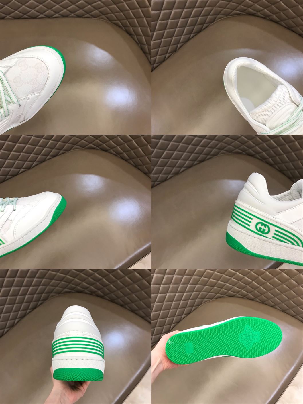 Gvc*1 BASKET SNEAKERS IN WHITE AND GREEN   GCC032