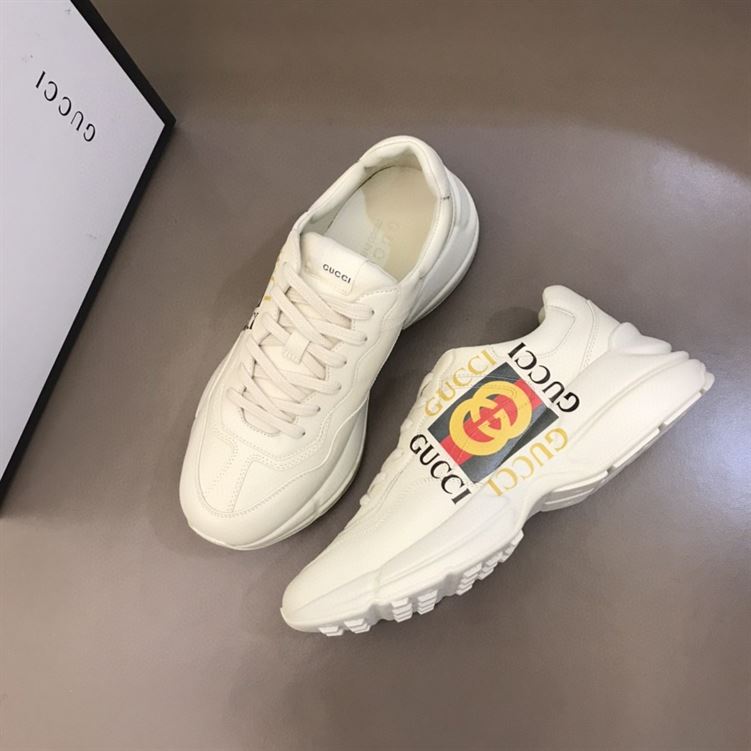 Gvc*1 RHYTON LOGO PRINT LOW TOP LEATHER TRAINERS   GCC009