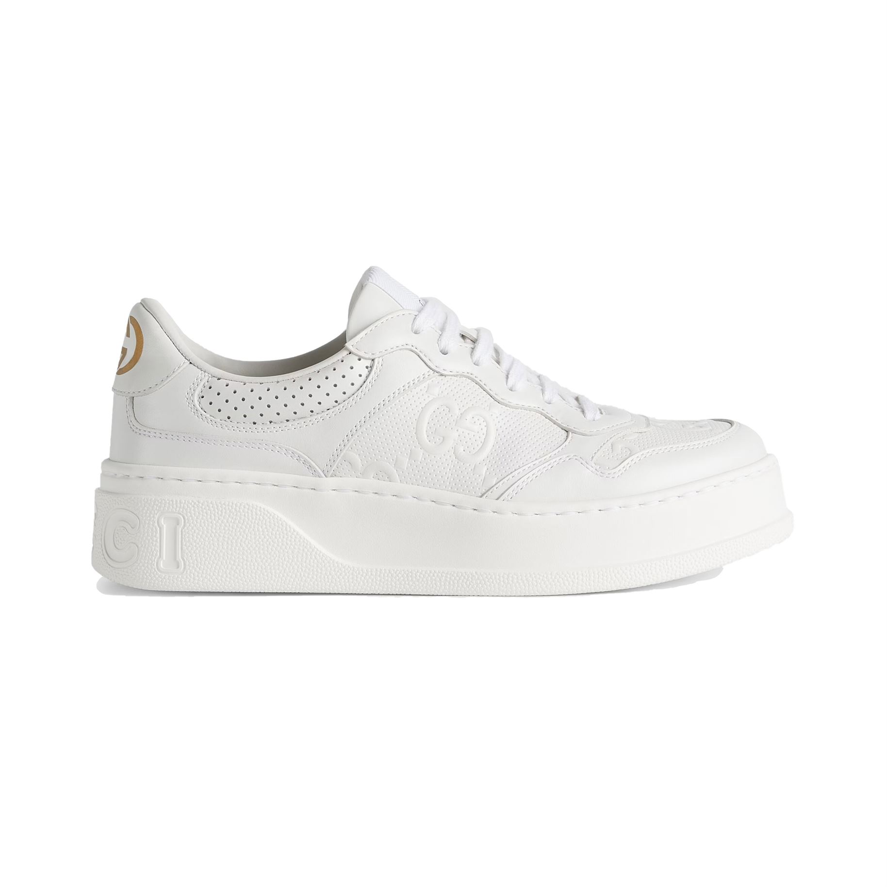 Gvc*1 MEN S GG EMBOSSED SNEAKER WHITE LEATHER   GCC005