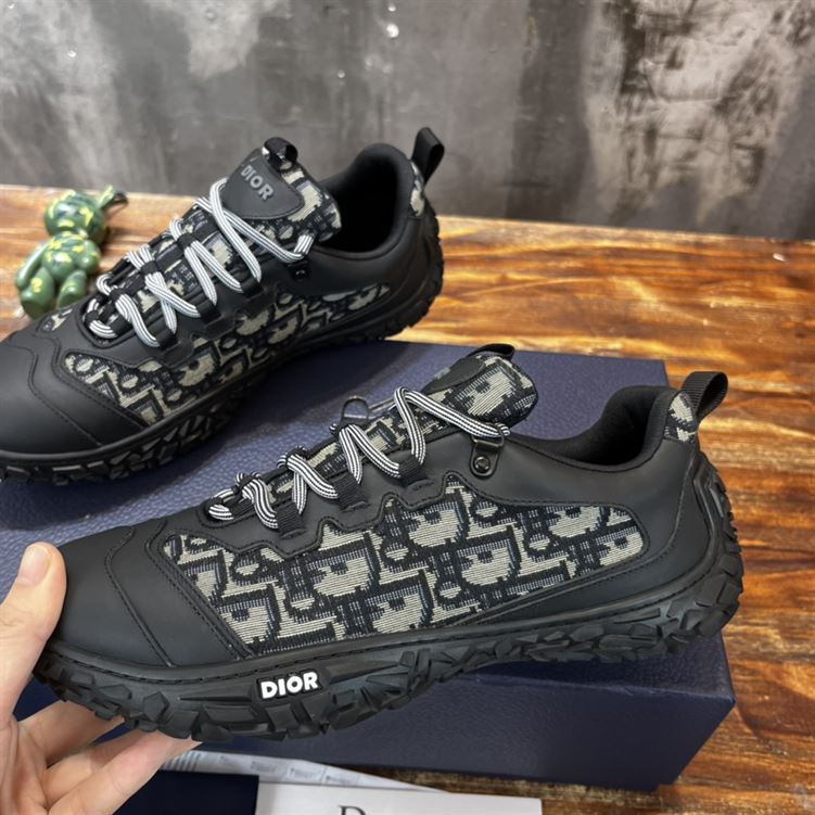 D10rIZON DERBY SHOE BEIGE AND BLACK D10r OBLIQUE JACQUARD AND BLACK RUBBER   DO090