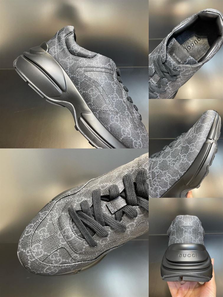 Gvc*1 BLACK RHYTHON MONOGRAM-PRINT CANVAS LOW-TOP SNEAKERS   GCC102