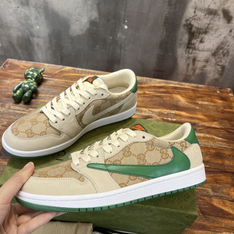 Gvc*1 X AIR JORDAN 1 LOW WHITE BROWN GREEN   GCC050