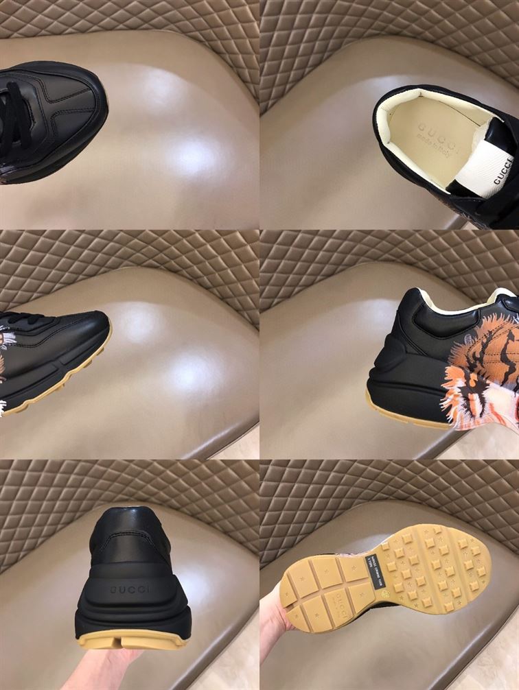 Gvc*1 RHYTON LEATHER SNEAKER WITH TIGER   GCC017