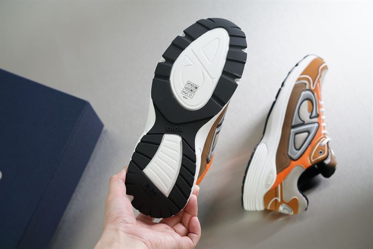 D10r B30 SNEAKER CREAM MESH WITH ORANGE AND BROWN TECHNICAL FABRIC   DO072