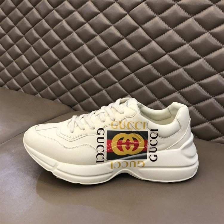 Gvc*1 RHYTON LOGO PRINT LOW TOP LEATHER TRAINERS   GCC009