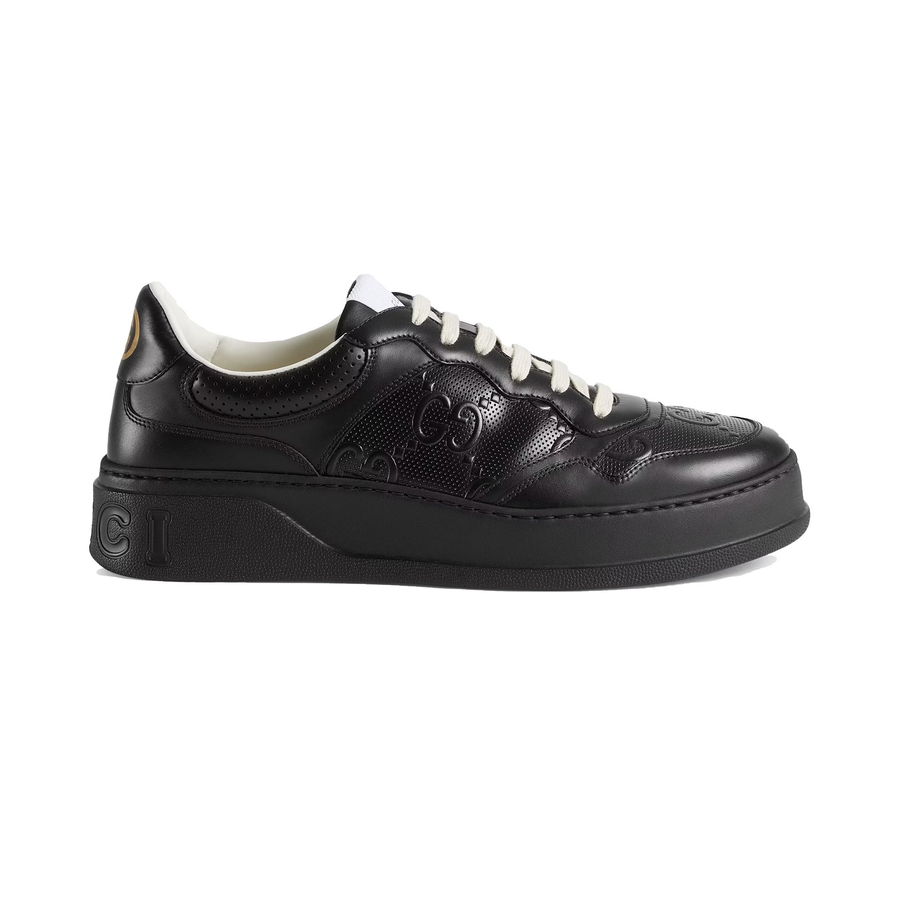 Gvc*1 MEN S GG EMBOSSED SNEAKER BLACK LEATHER   GCC004