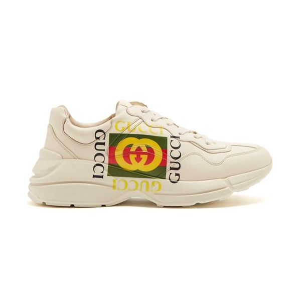 Gvc*1 RHYTON LOGO PRINT LOW TOP LEATHER TRAINERS   GCC009