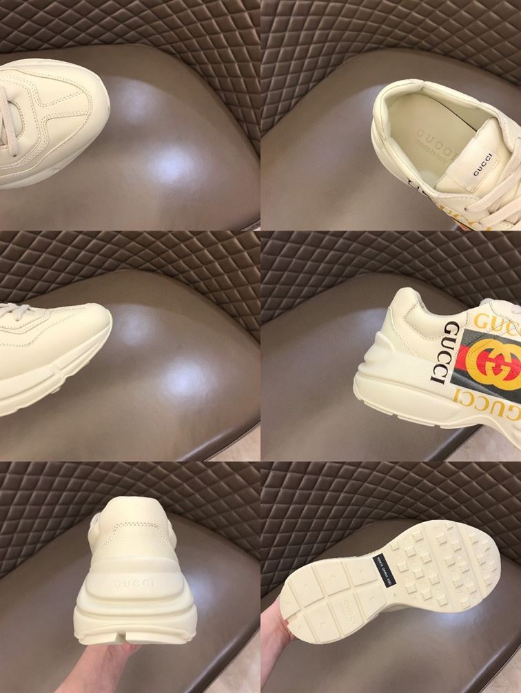 Gvc*1 RHYTON LOGO PRINT LOW TOP LEATHER TRAINERS   GCC009