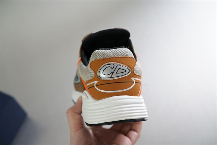 D10r B30 SNEAKER CREAM MESH WITH ORANGE AND BROWN TECHNICAL FABRIC   DO072