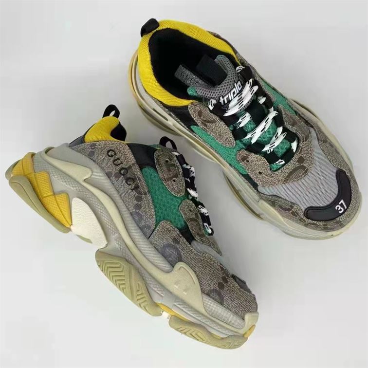 Gvc*1 X Ba1en*iaga THE HACKER PROJECT TRIPLE S BEIGE GREEN YELLOW   GCC074