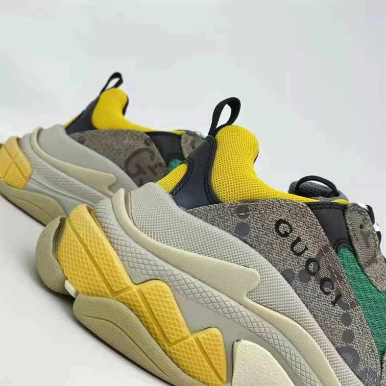 Gvc*1 X Ba1en*iaga THE HACKER PROJECT TRIPLE S BEIGE GREEN YELLOW   GCC074