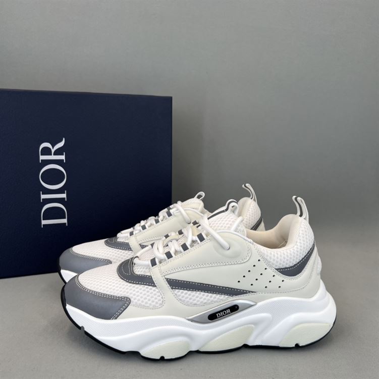 D10r B22 SNEAKERS WHITE TECHNICAL MESH WITH WHITE AND SILVER-TONE CALFSKIN   DO002