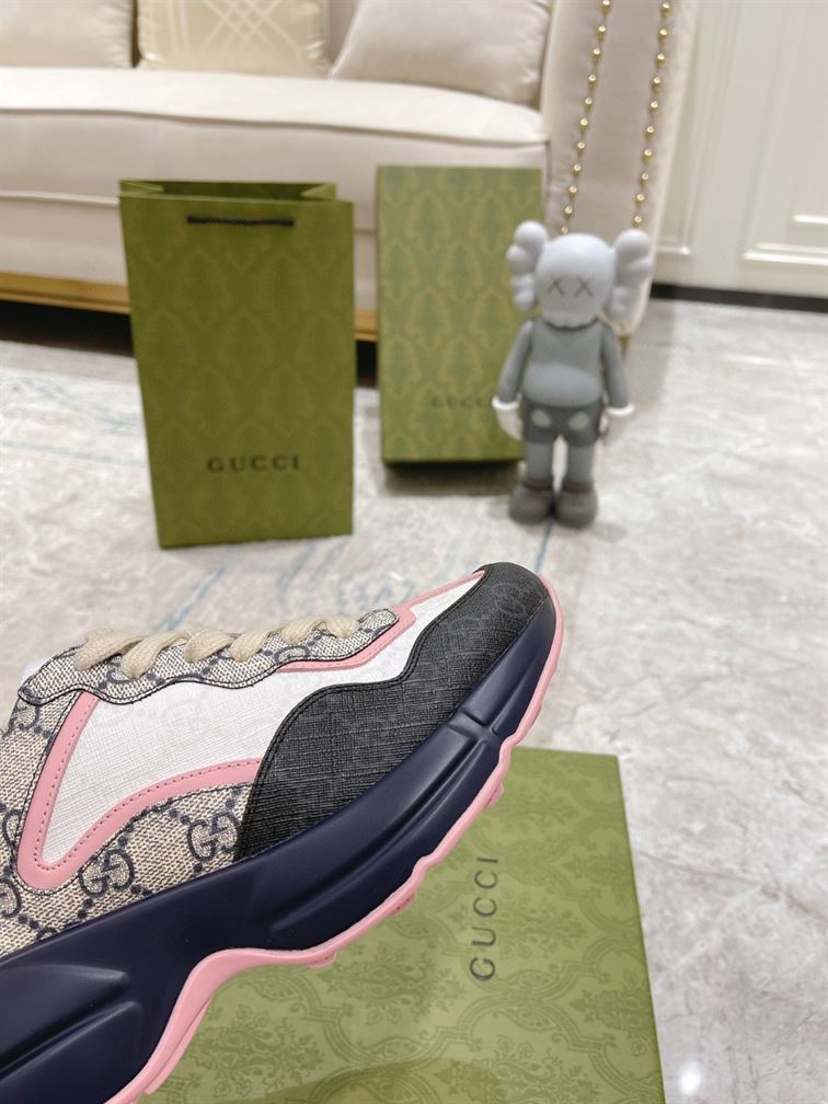 Gvc*1 RHYTON GG-MONOGRAM LEATHER-TRIM CANVAS TRAINERS   GCC106