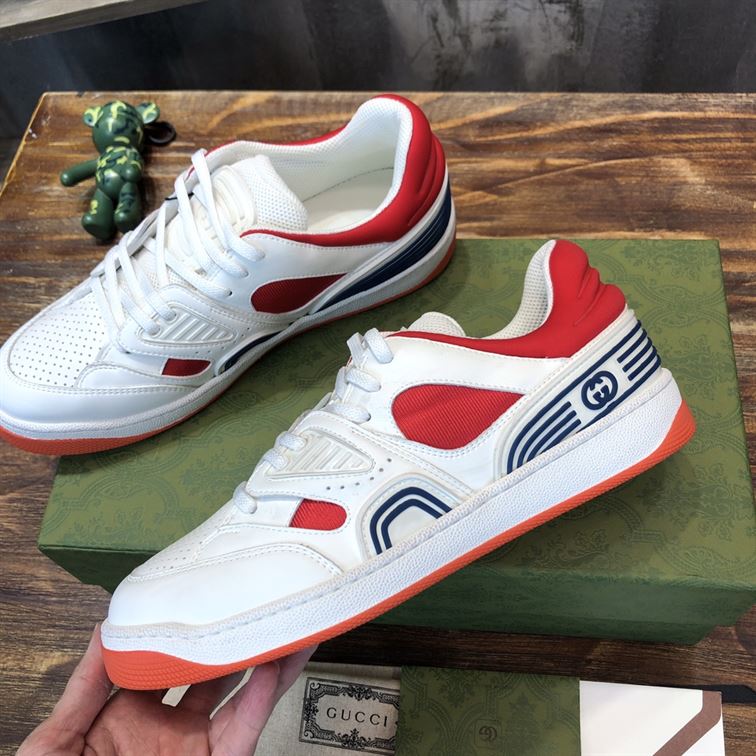 Gvc*1 BASKET SNEAKERS IN WHITE AND RED   GCC031