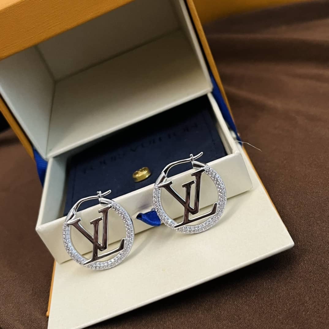 LV Hoop Earrings Dupe Logo