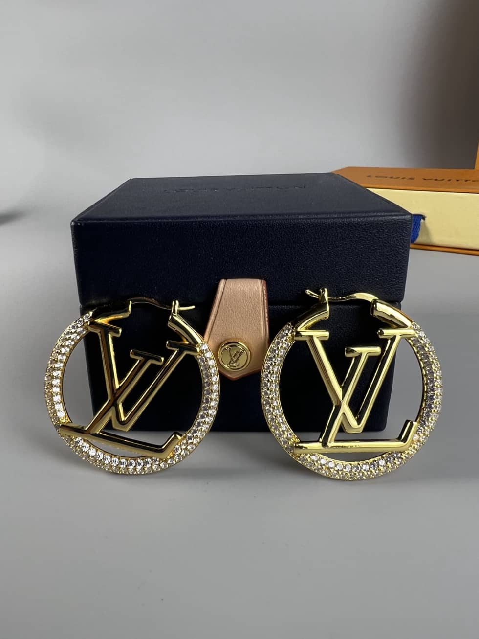 LV Hoop Earrings Dupe Logo