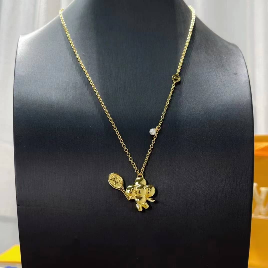 Fake L0vis Vvtt0n Logo Necklace