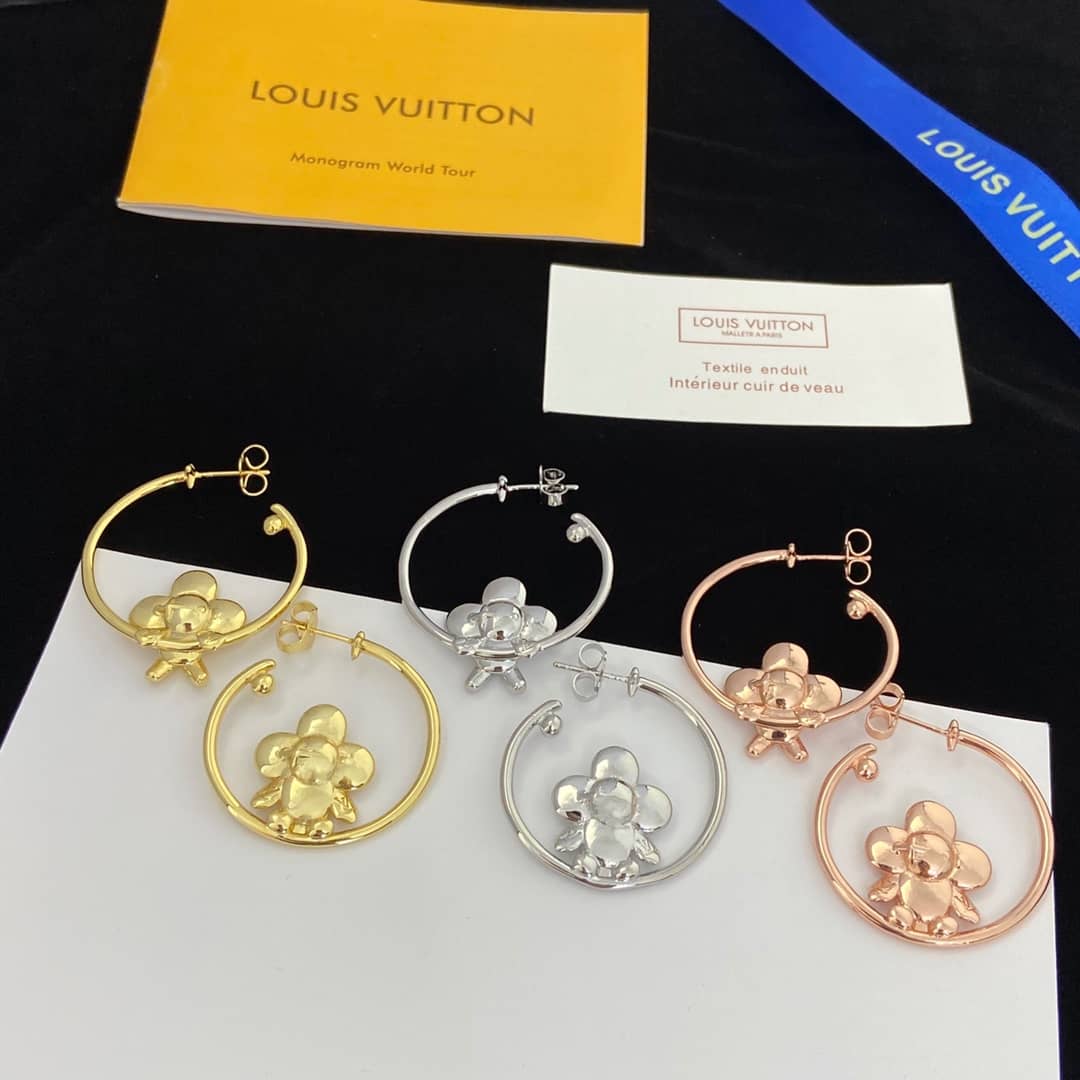 LV Hoop Earrings Dupe Logo