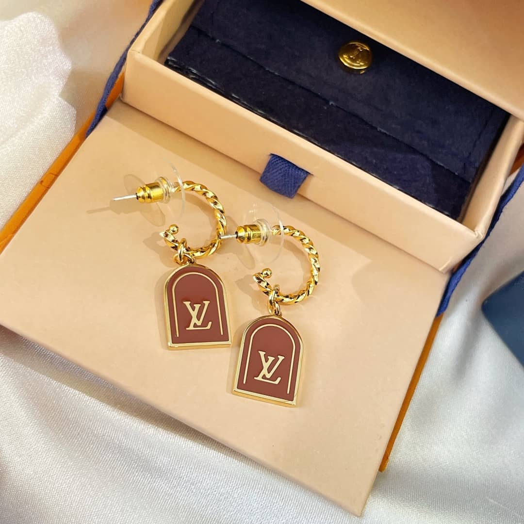 LV Hoop Earrings Dupe Logo