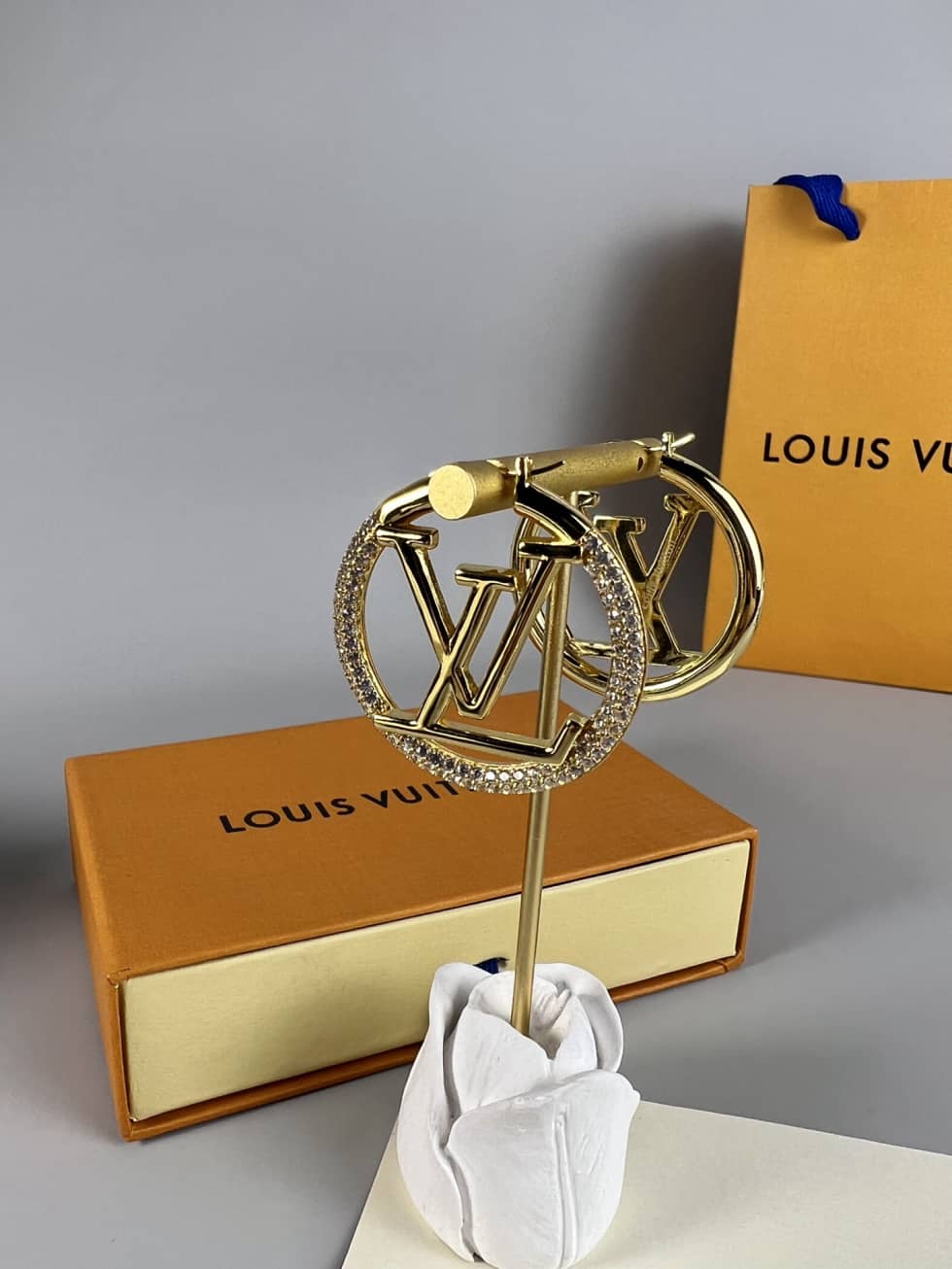 LV Hoop Earrings Dupe Logo
