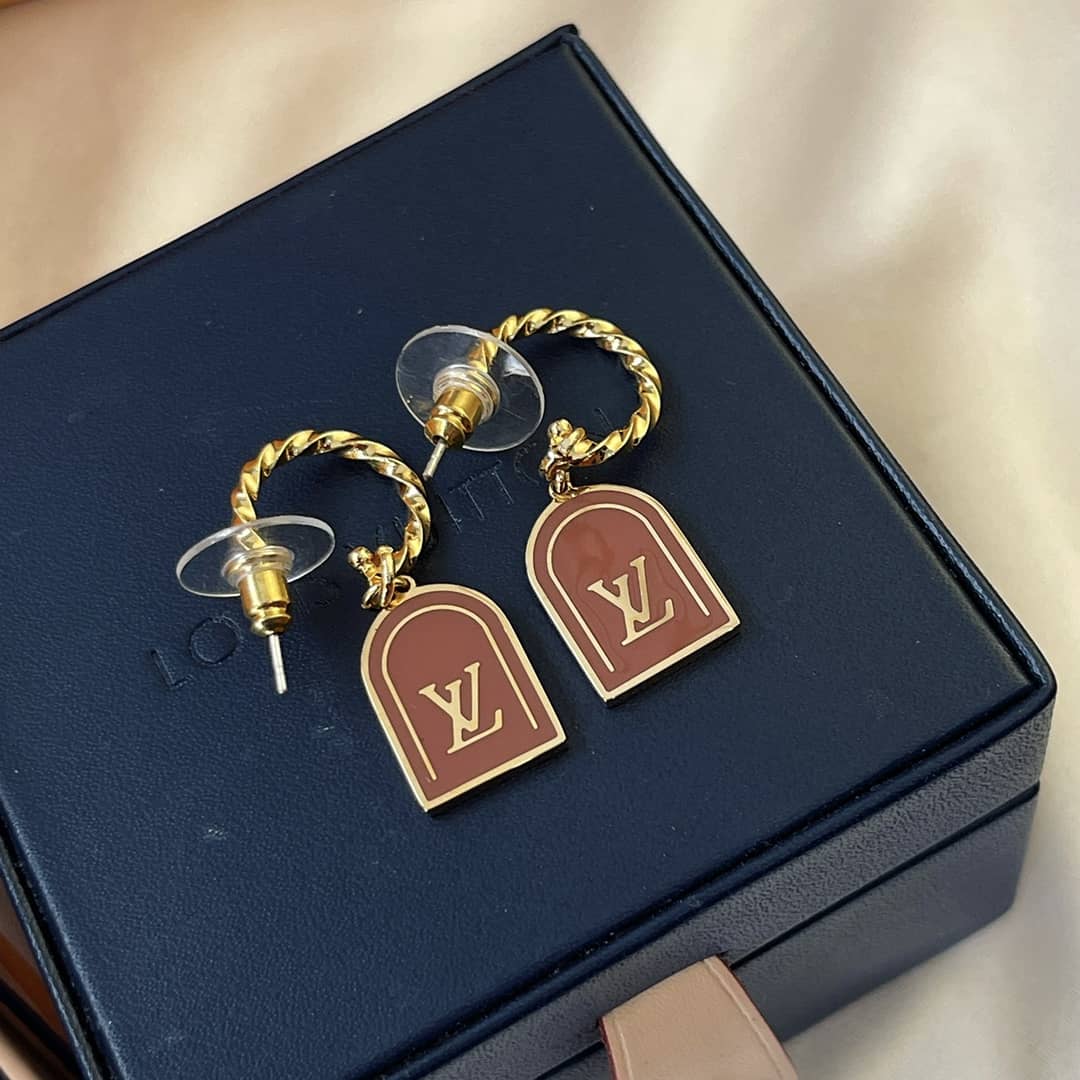 LV Hoop Earrings Dupe Logo