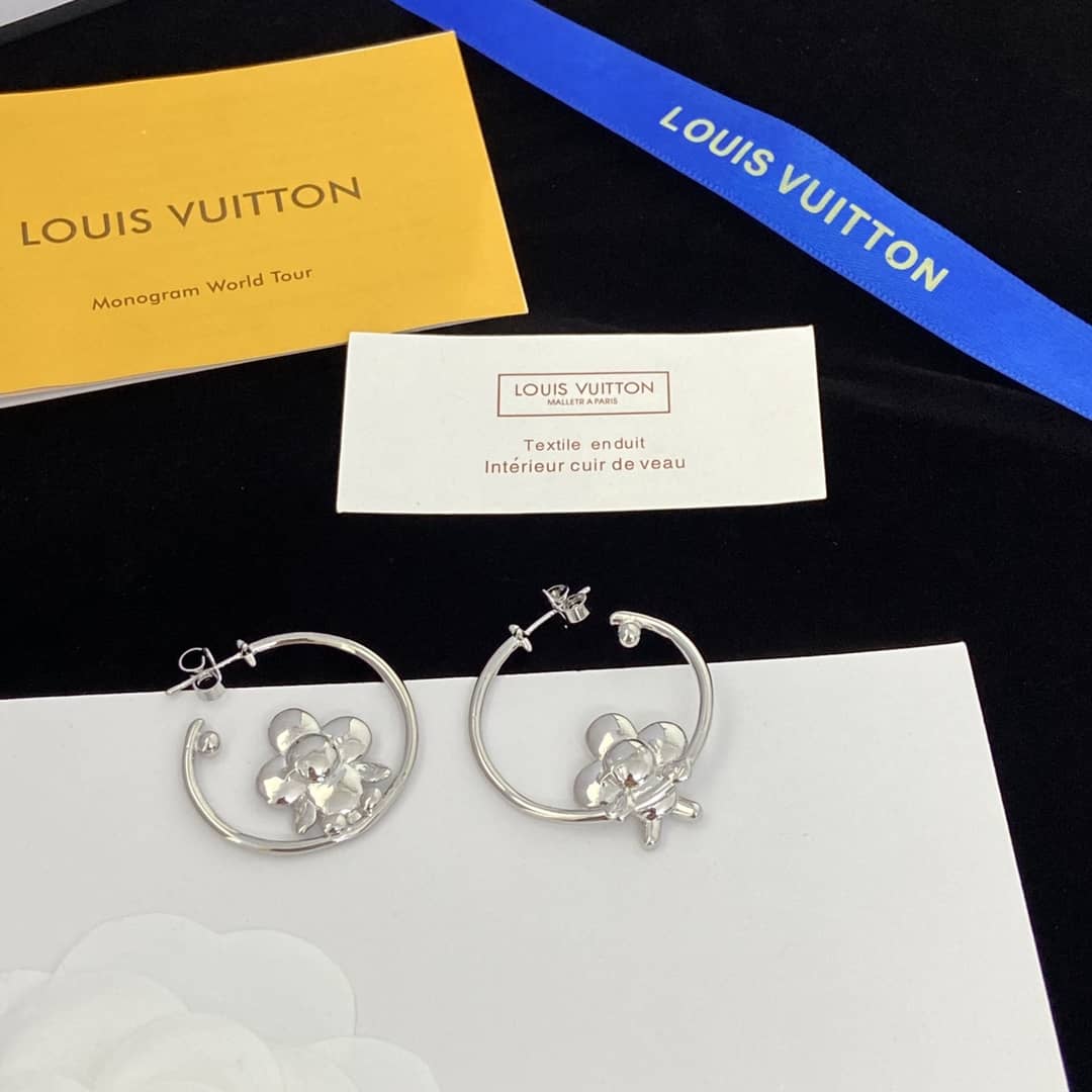 LV Hoop Earrings Dupe Logo