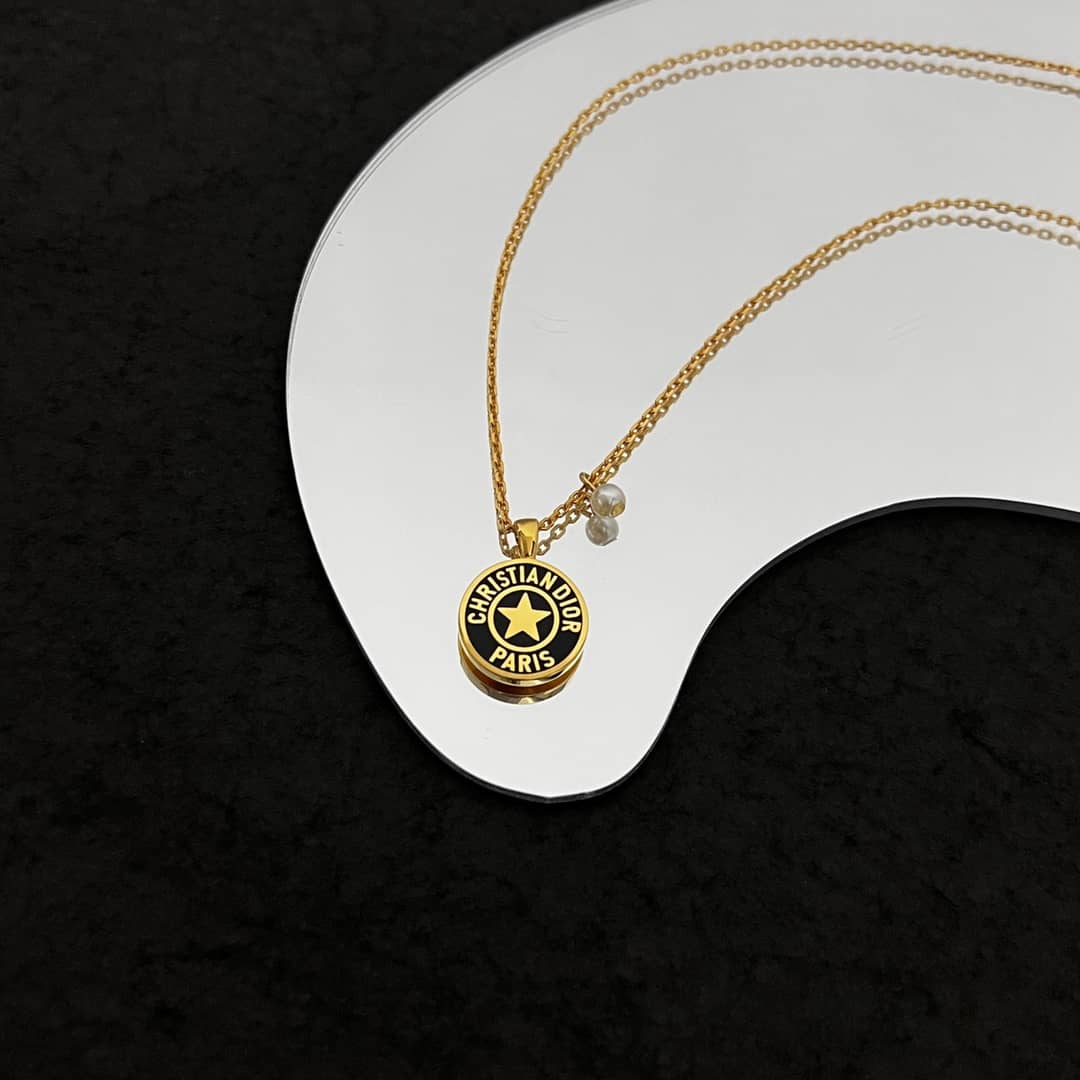 Fake Chr1st1an D10r Logo Necklace