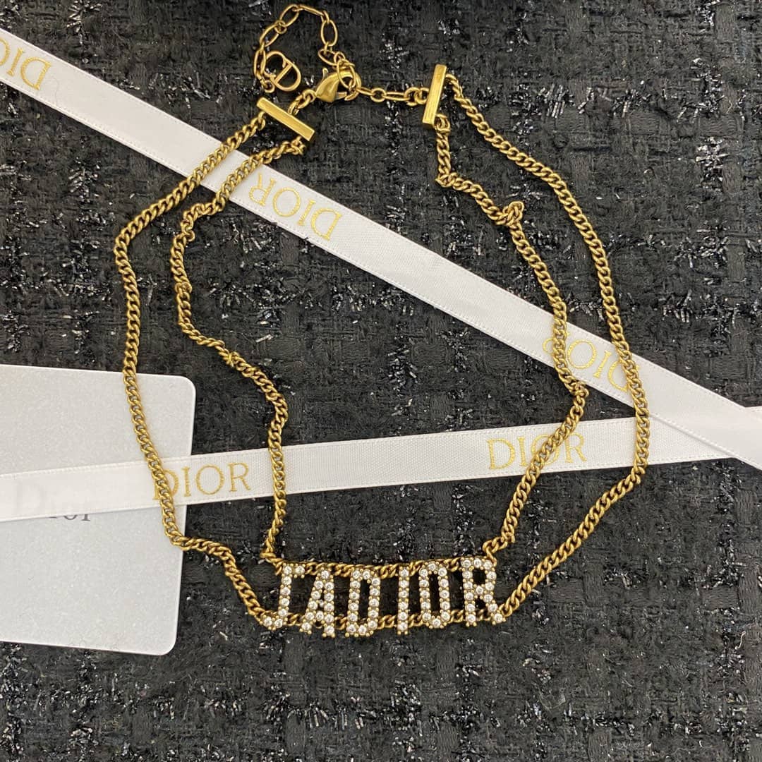 Fake Chr1st1an D10r Logo Necklace