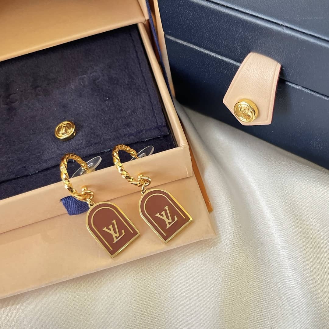 LV Hoop Earrings Dupe Logo