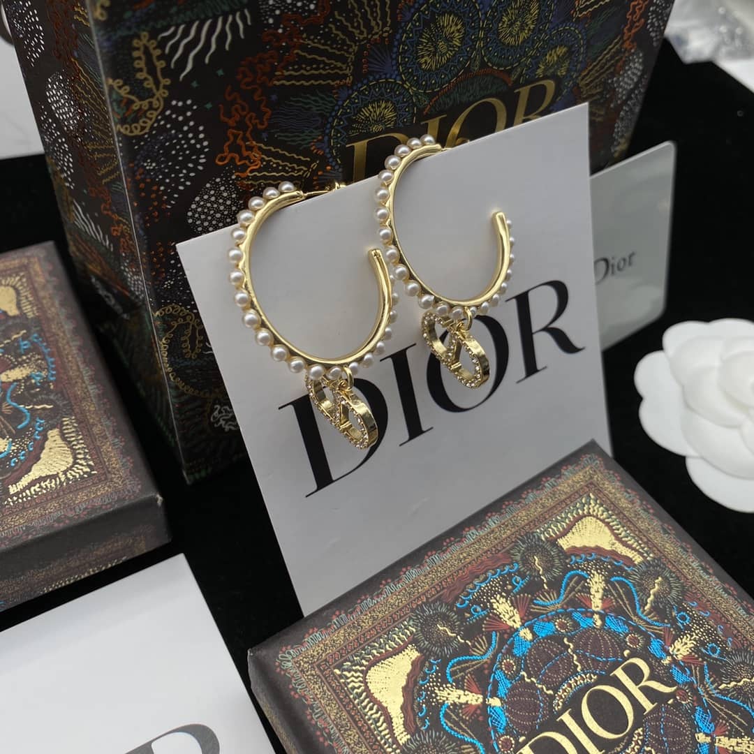 Fake Chr1st1an D10r Logo Earring