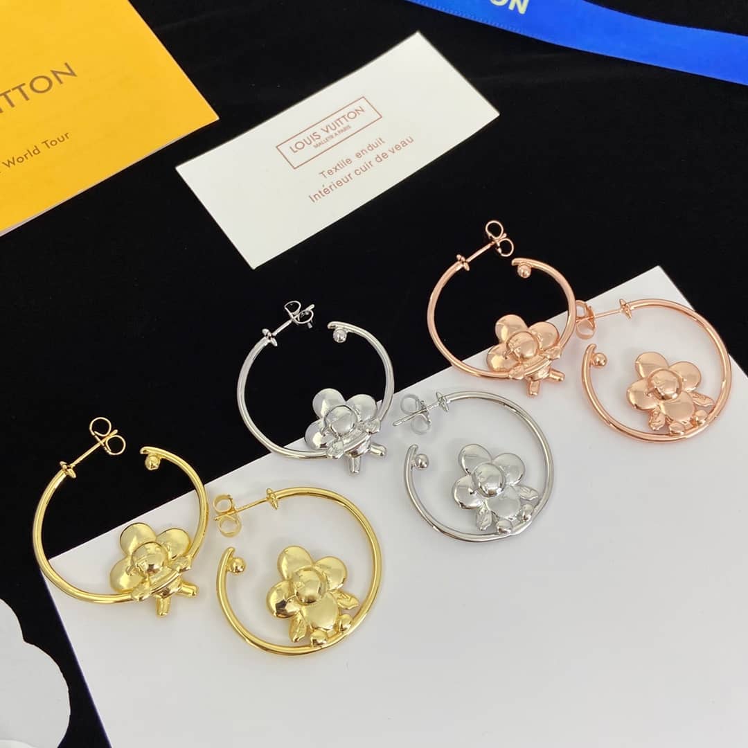 LV Hoop Earrings Dupe Logo