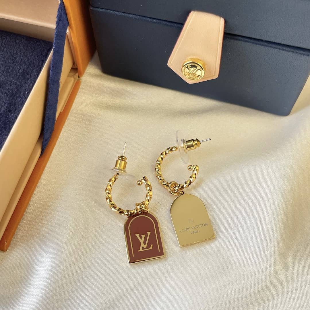 LV Hoop Earrings Dupe Logo