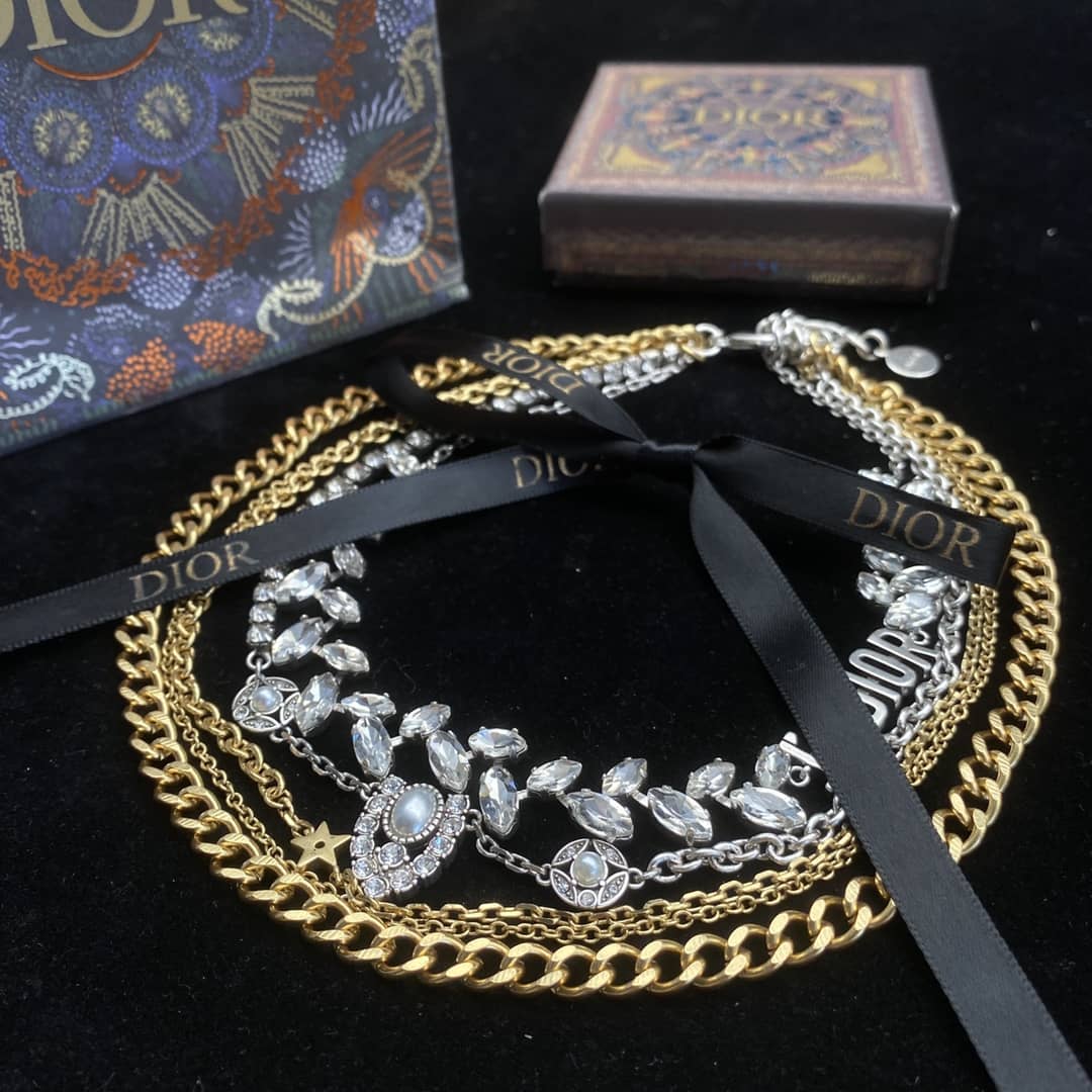 Fake Chr1st1an D10r Logo Necklace