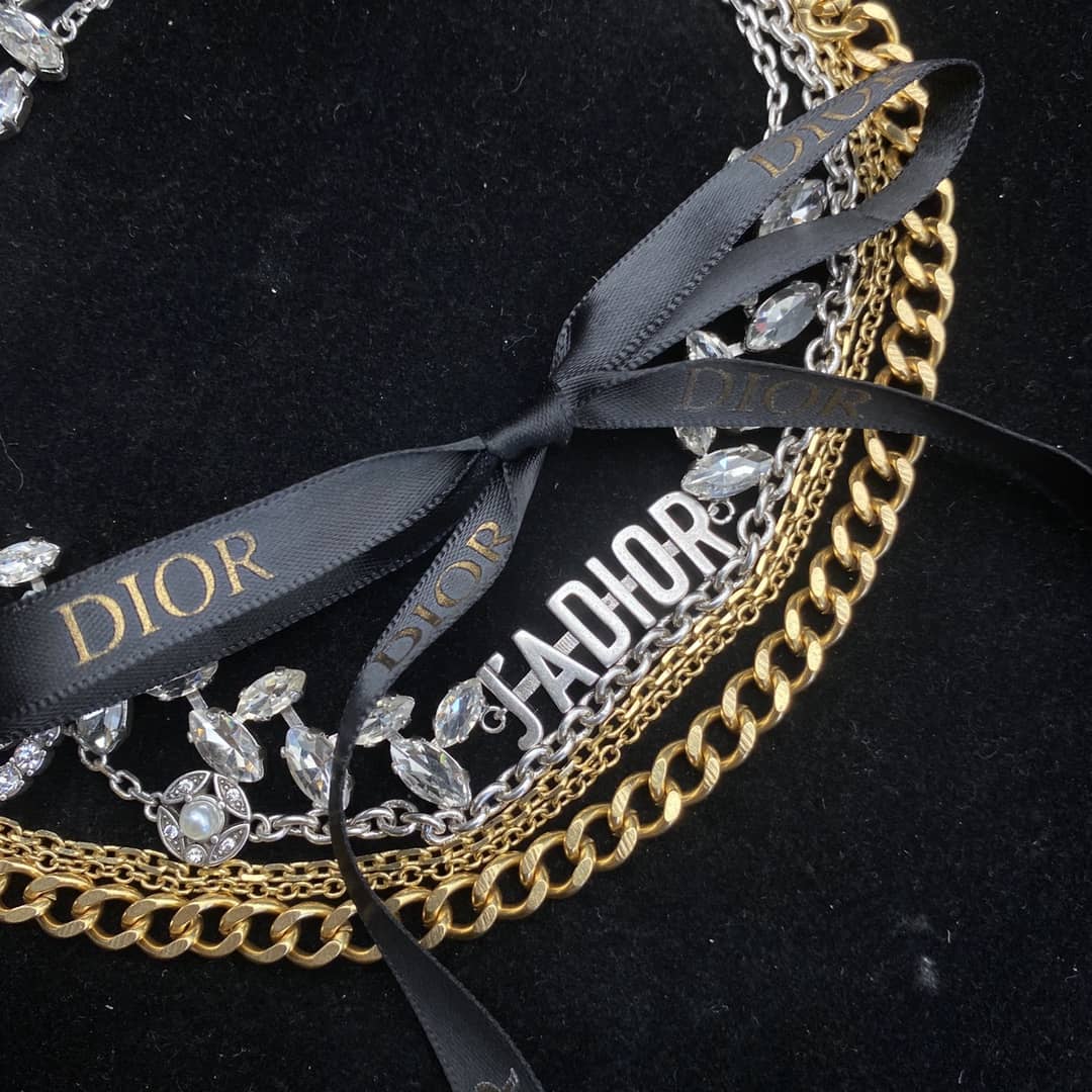 Fake Chr1st1an D10r Logo Necklace