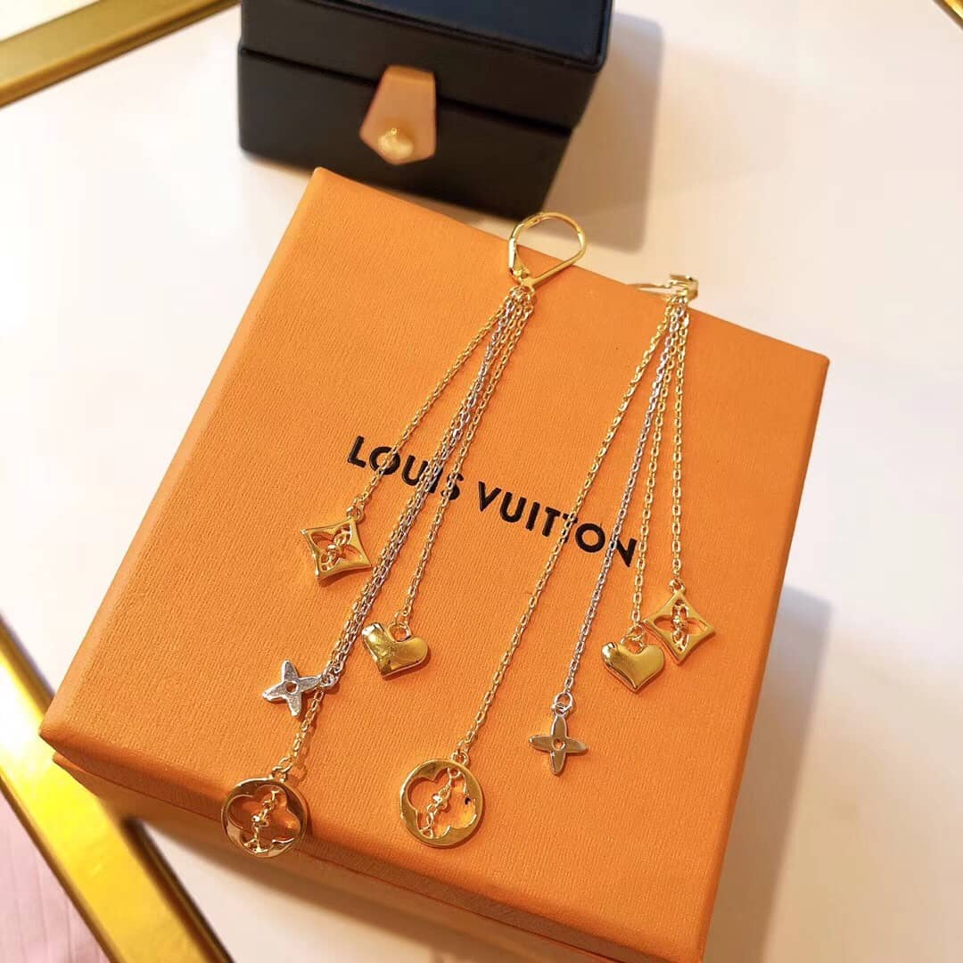 LV Hoop Earrings Dupe Logo