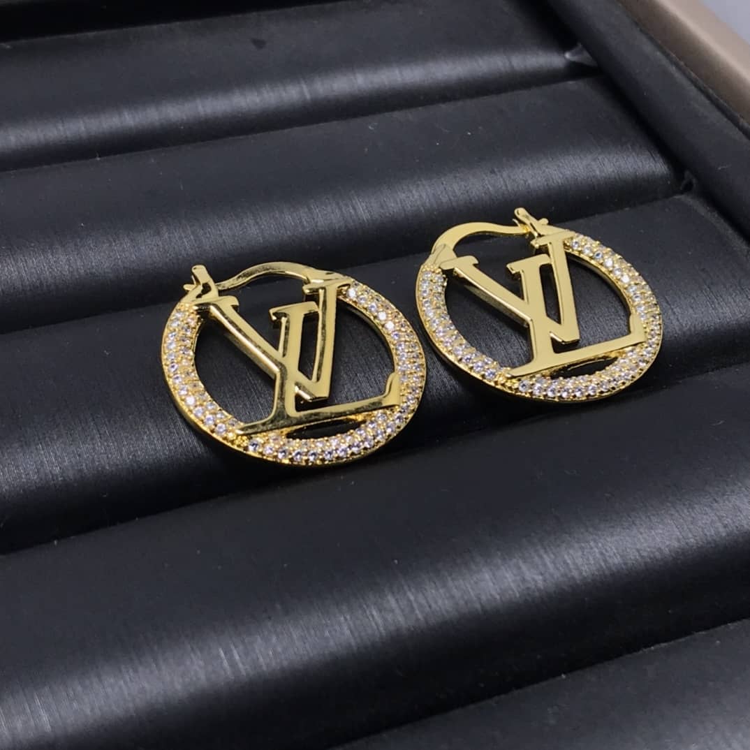 LV Hoop Earrings Dupe Logo