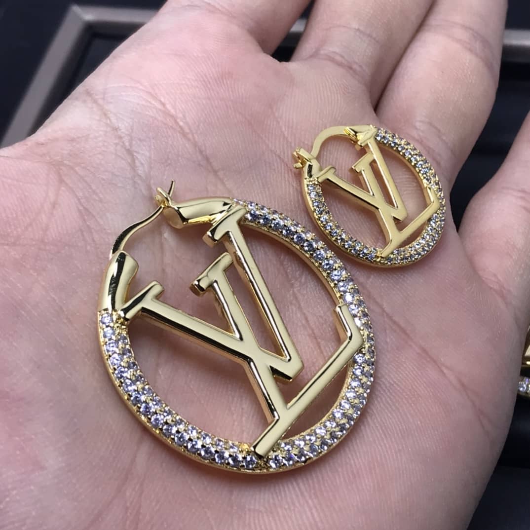 LV Hoop Earrings Dupe Logo