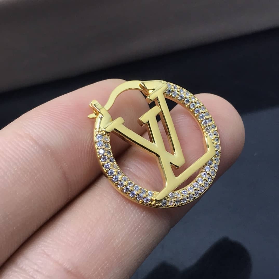 LV Hoop Earrings Dupe Logo
