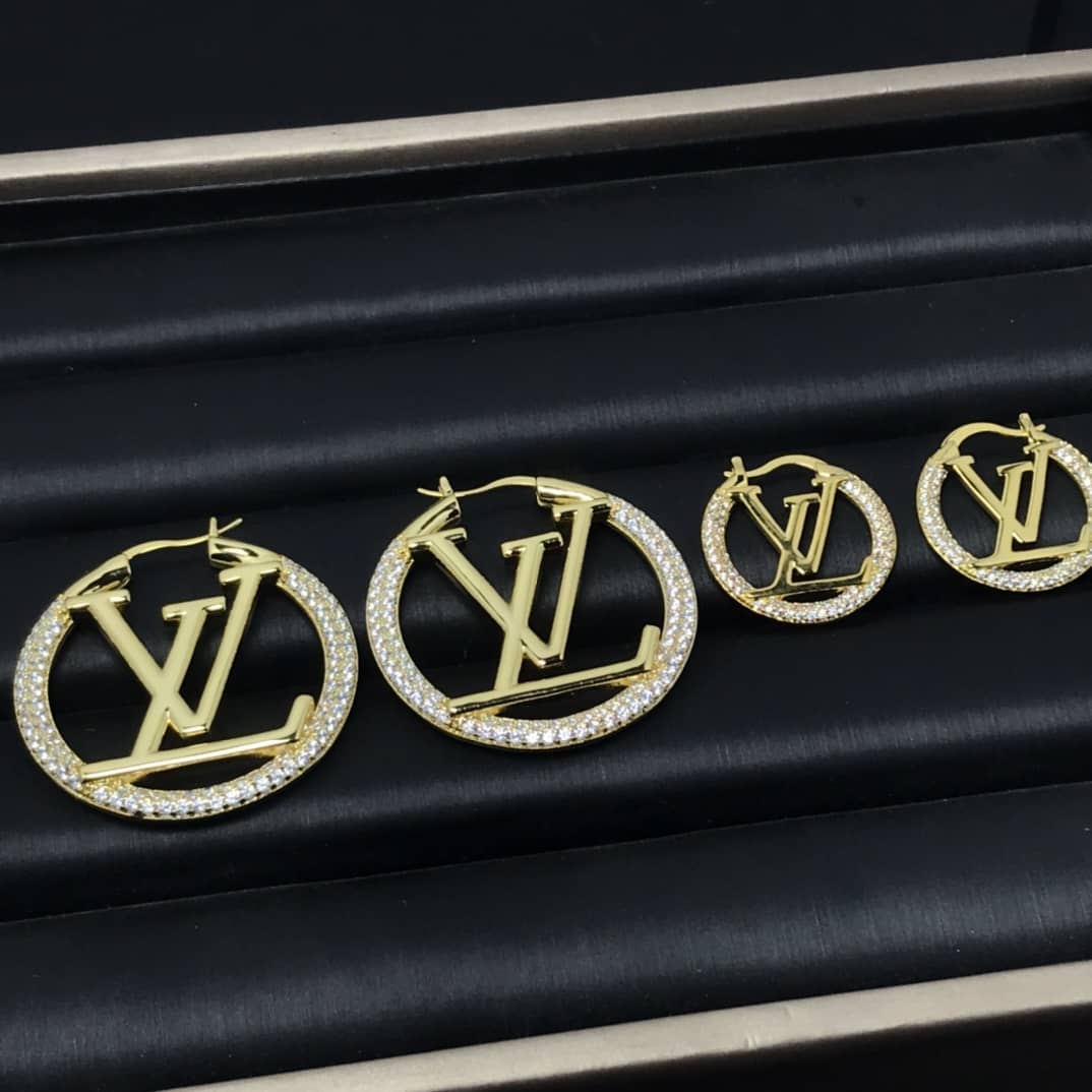 LV Hoop Earrings Dupe Logo