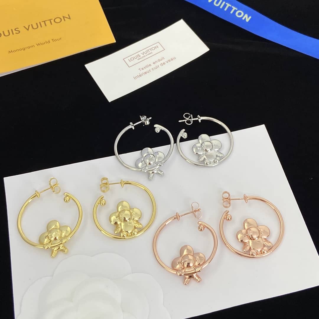 LV Hoop Earrings Dupe Logo