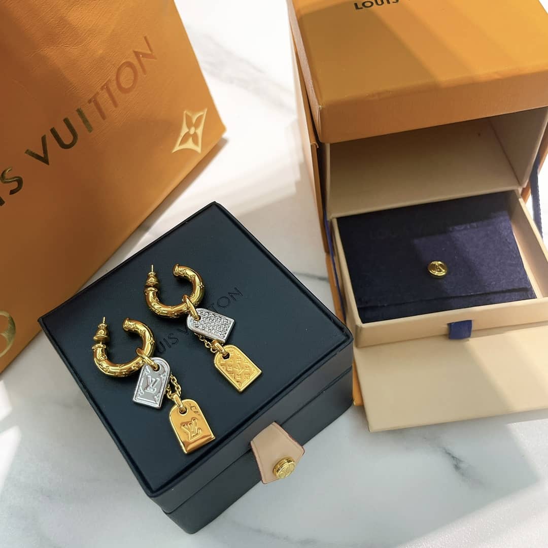 LV Hoop Earrings Dupe Logo