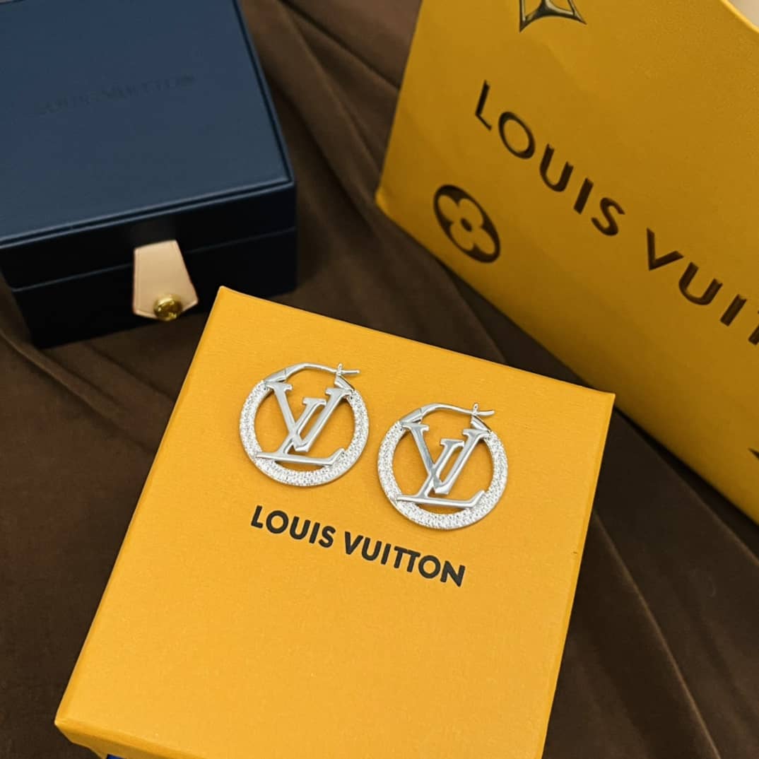 LV Hoop Earrings Dupe Logo