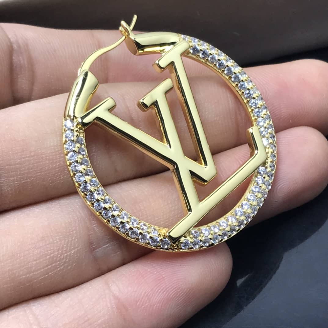 LV Hoop Earrings Dupe Logo
