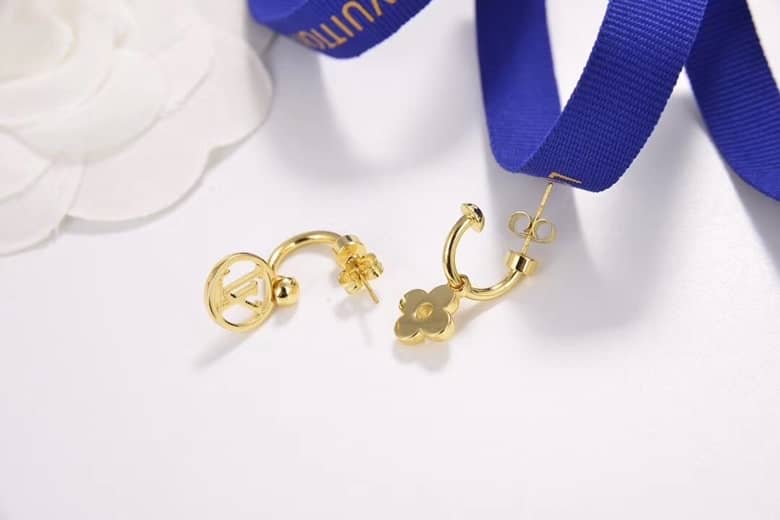 LV Hoop Earrings Dupe Logo