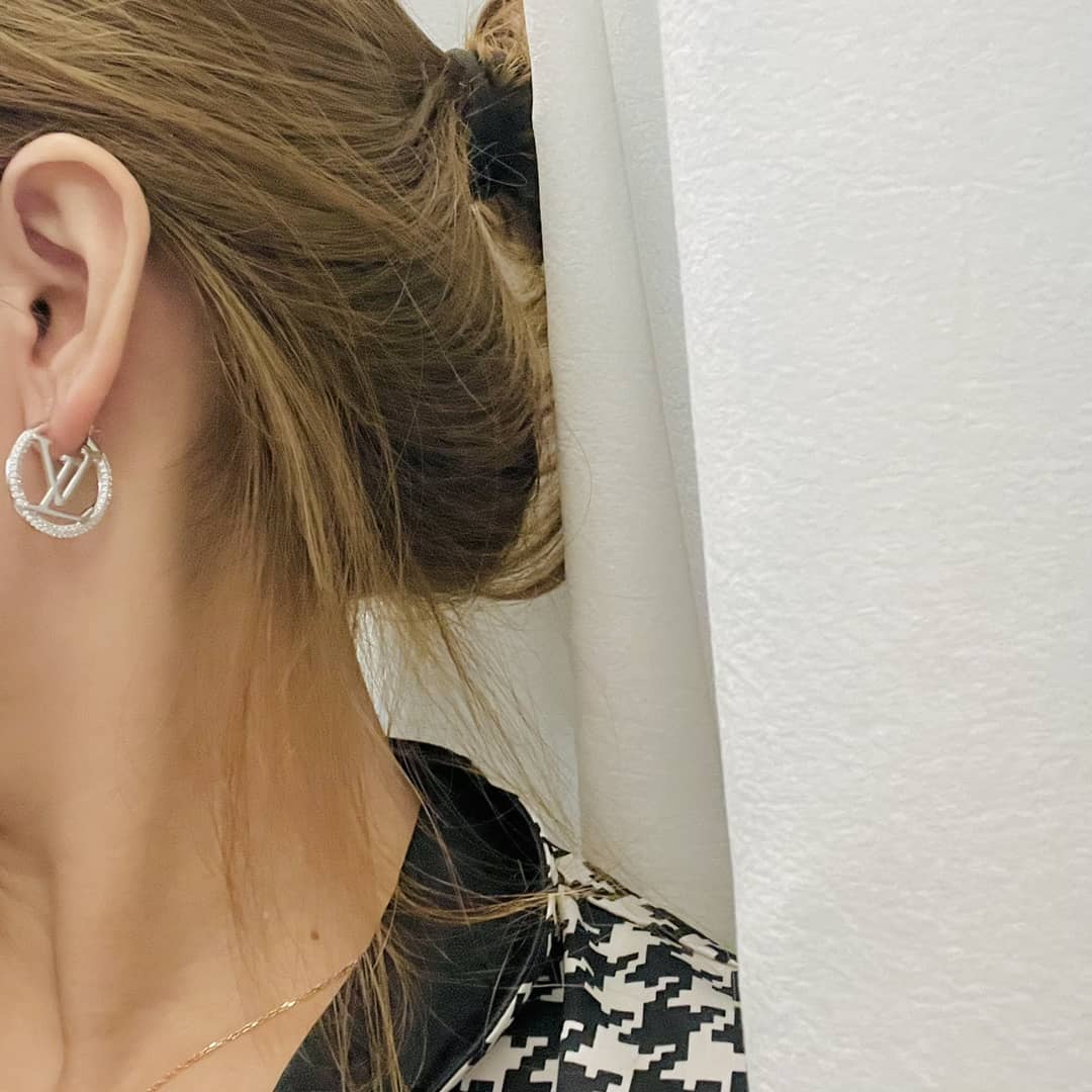 LV Hoop Earrings Dupe Logo