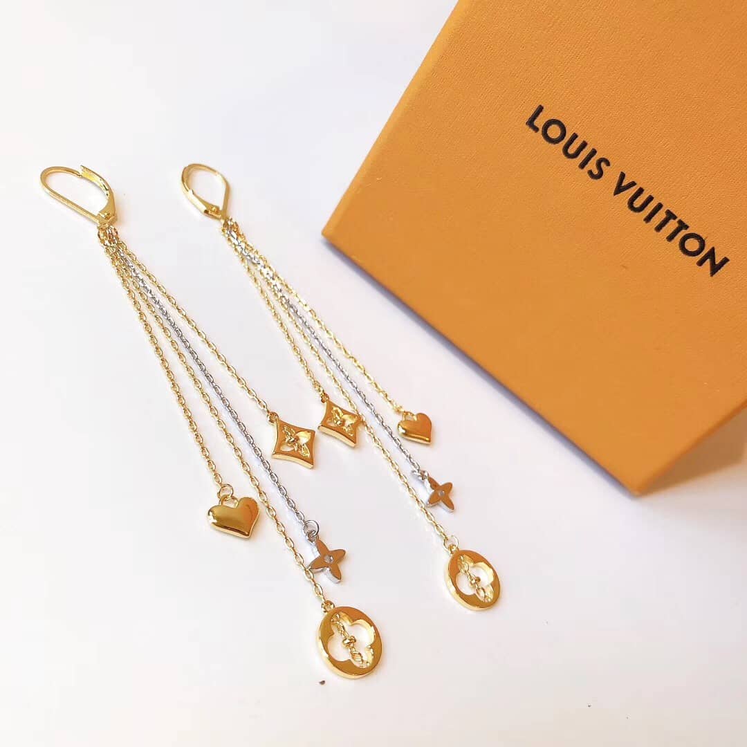 LV Hoop Earrings Dupe Logo