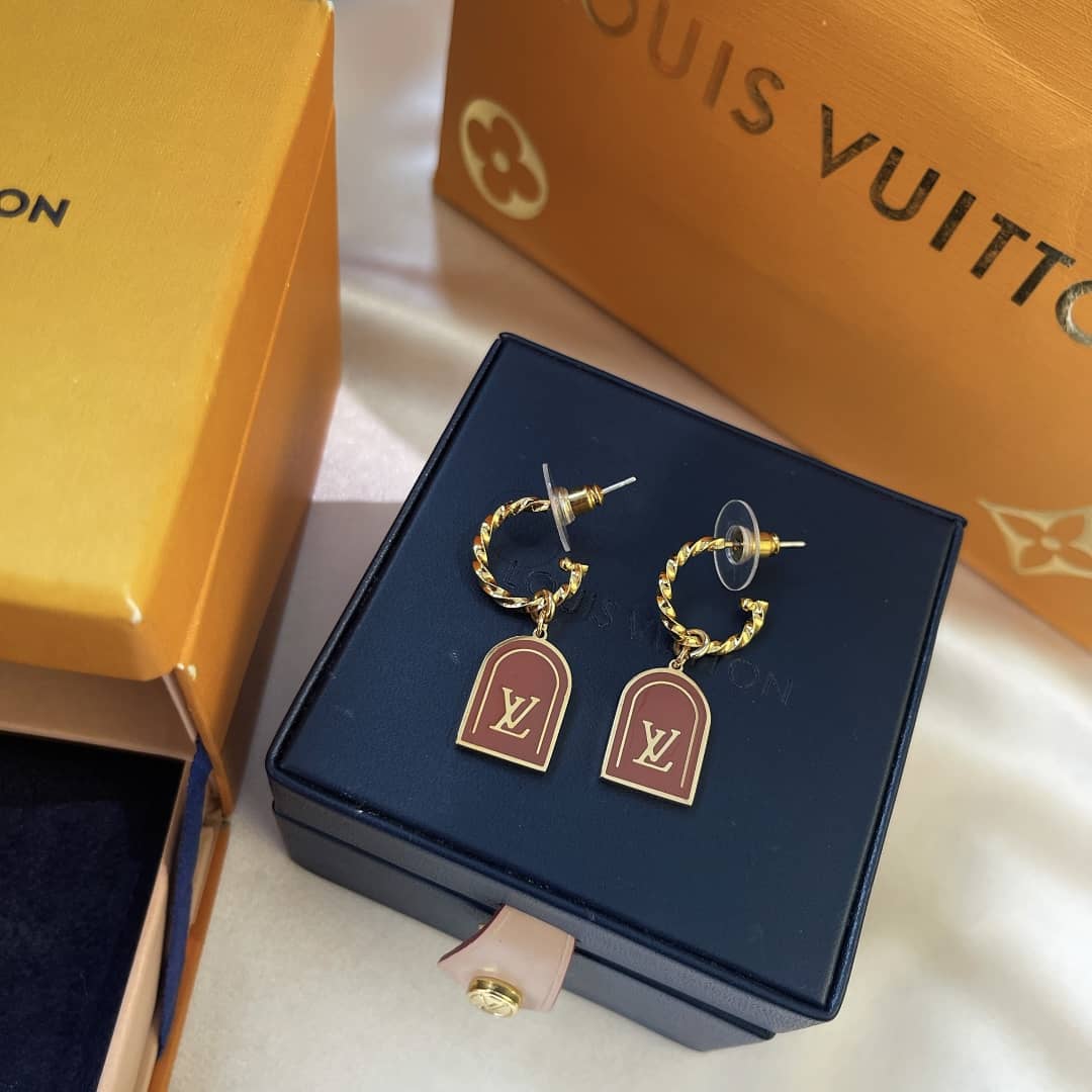 LV Hoop Earrings Dupe Logo